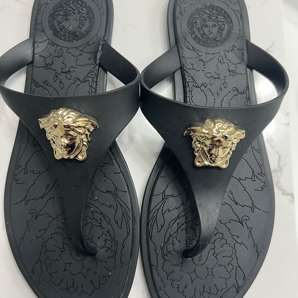 Versace Black and Gold Women's Sandals